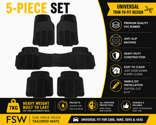Car floor mats pvc - pvc, black